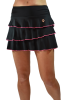 3 Layer Flounce Tennis Skirt-Black w Lipstick Pink
