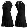 Pin Tuck Pleated Tennis Dress-Black