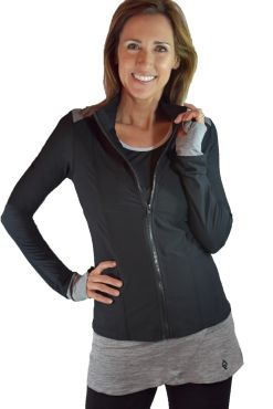 Long Sleeve Designer Tennis Jacket-Black/Gray