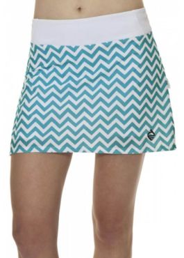 Woven Chevron Tennis Skirt- Aqua Blue w White