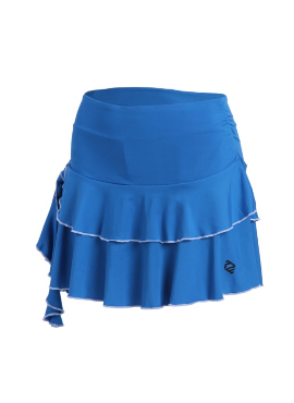 Tiered Flounce Tennis Skirt- Blue Turquoise/ White