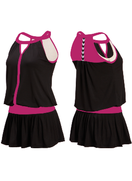 Loose Fit Tennis Dress-Black and Pink